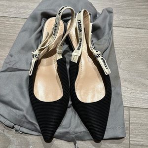 Christian Dior J’adior Black Slingback Flats
